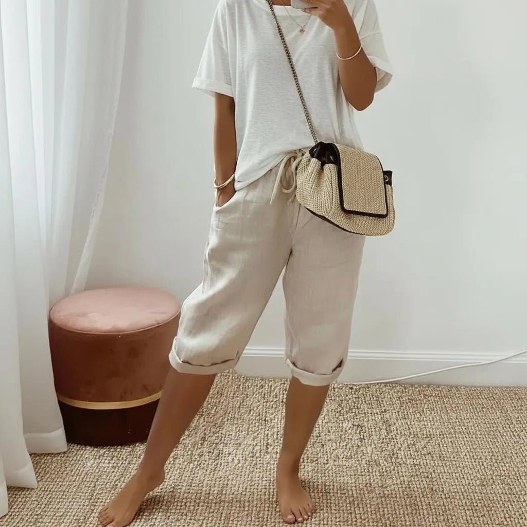 Miss | Capri Broek Dames Casual - Linnenmix - Miss Madera