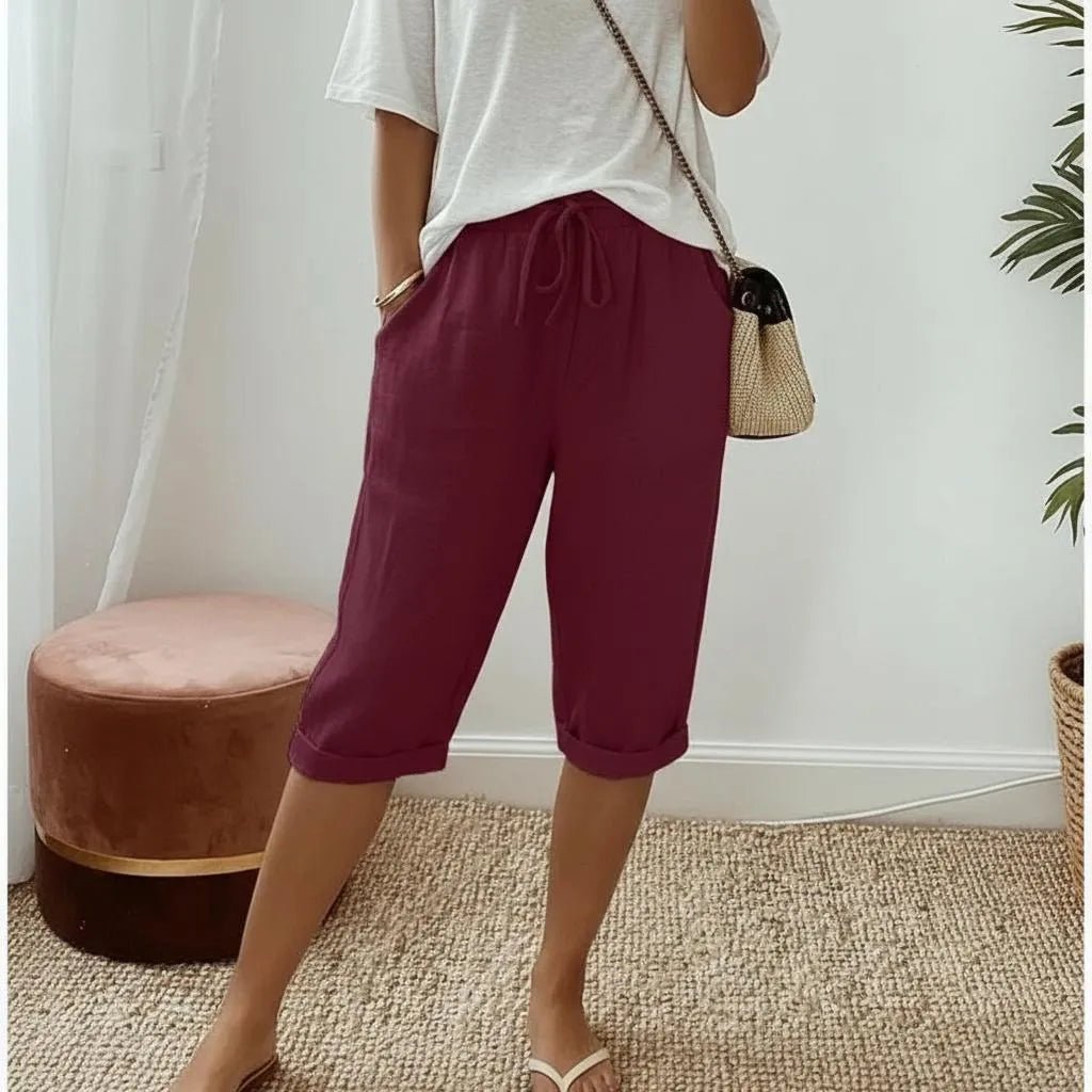 Miss | Capri Broek Dames Casual - Linnenmix - Miss Madera