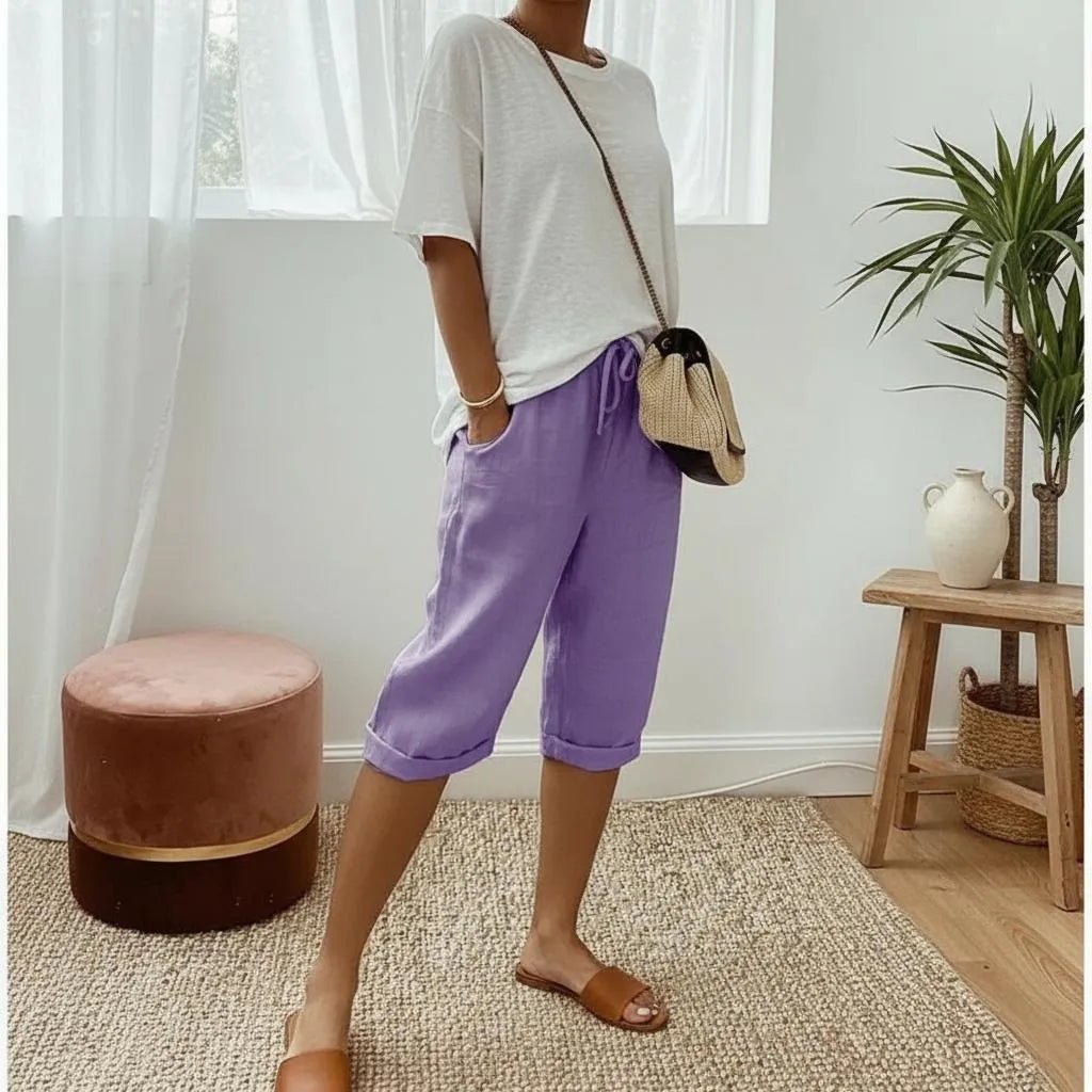 Miss | Capri Broek Dames Casual - Linnenmix - Miss Madera