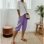 Miss | Capri Broek Dames Casual - Linnenmix - Miss Madera