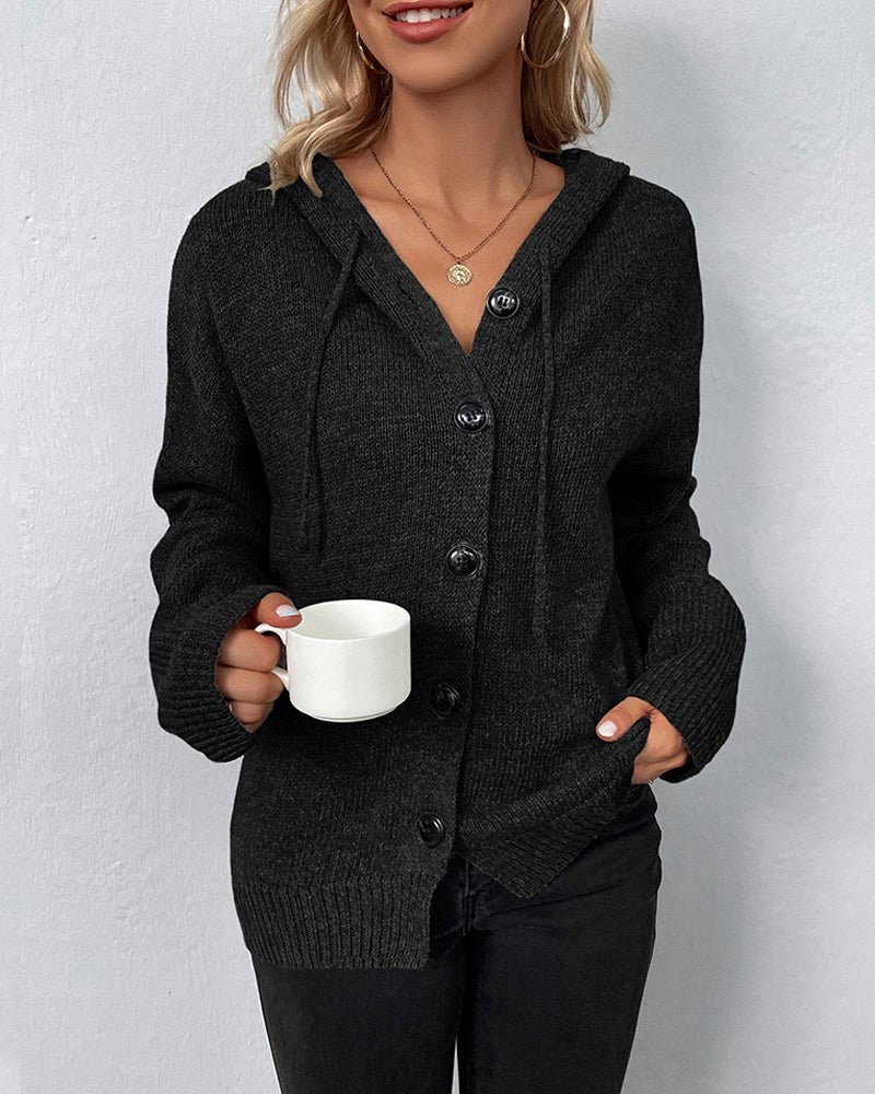 Miss | Cardigan Dames Capuchon Gebreid Knoopsluiting - Gebreid - Miss Madera MIS-BS93X1