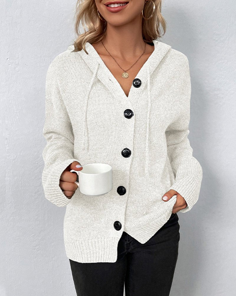 Miss | Cardigan Dames Capuchon Gebreid Knoopsluiting - Gebreid - Miss Madera MIS-BS93X1