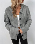 Miss | Cardigan Dames Capuchon Gebreid Knoopsluiting - Gebreid - Miss Madera MIS-BS93X1