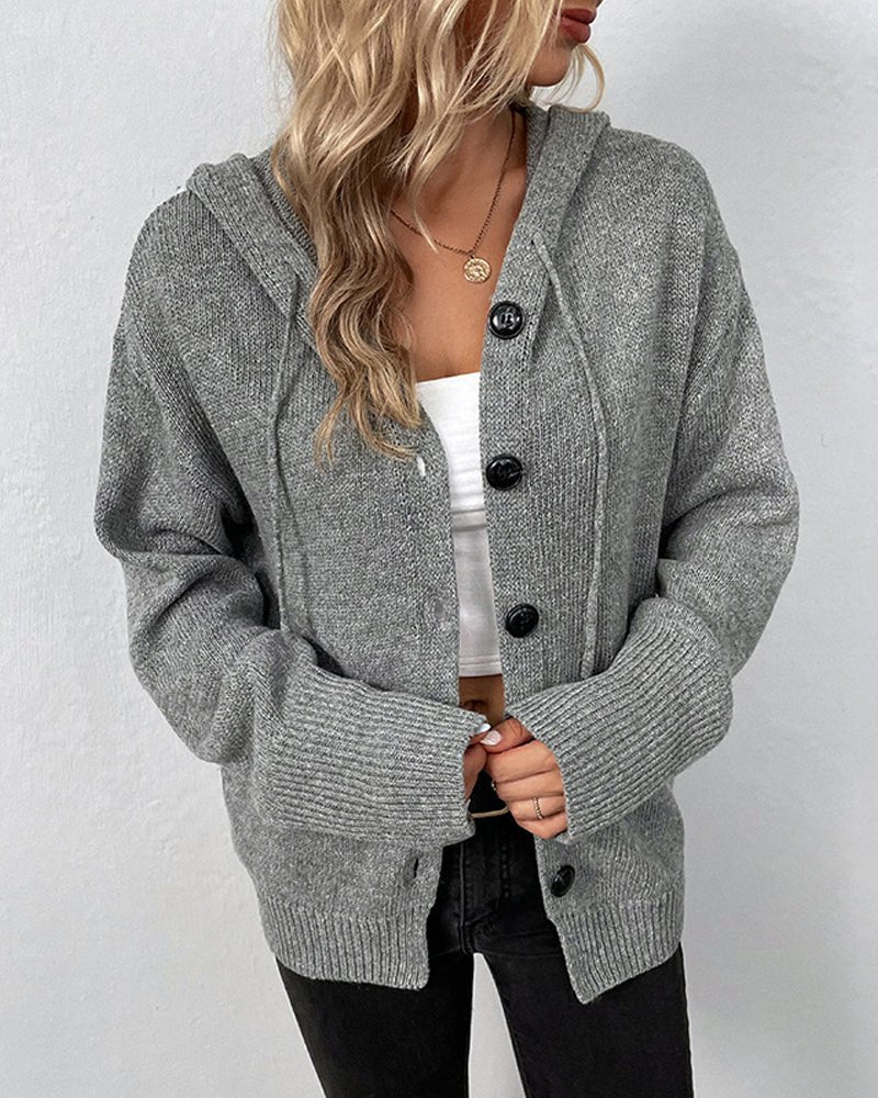 Miss | Cardigan Dames Capuchon Gebreid Knoopsluiting - Gebreid - Miss Madera MIS-BS93X1