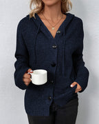Miss | Cardigan Dames Capuchon Gebreid Knoopsluiting - Gebreid - Miss Madera MIS-BS93X1