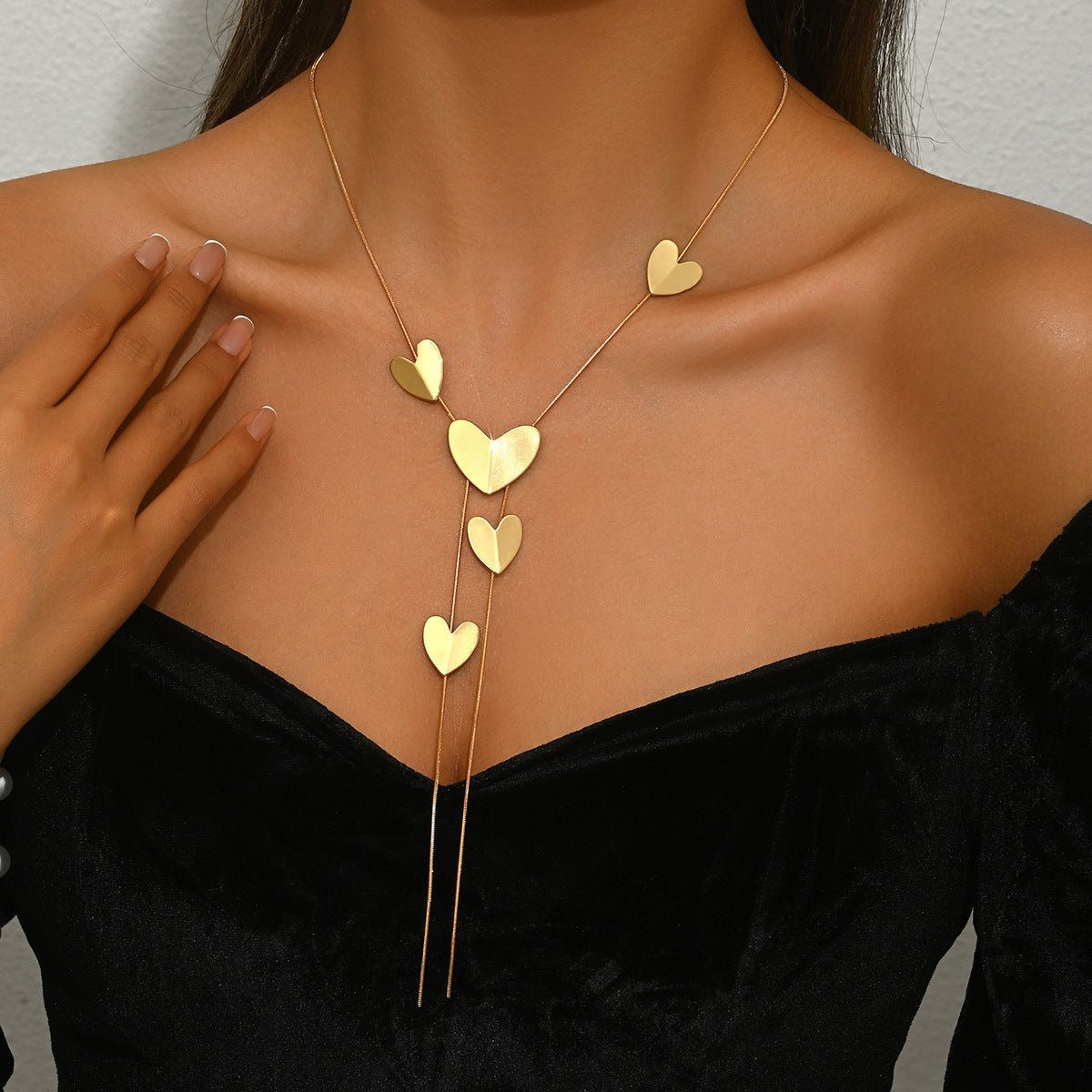 Miss | clavicula ketting - hartvormige elementen - Miss Madera