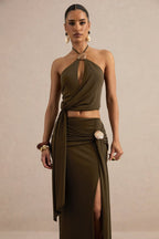 Miss | Co-ord set Dames Avond Halter Wrap - Stretch Jersey - Miss Madera MIS-7UPGFC