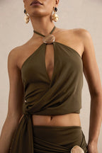 Miss | Co-ord set Dames Avond Halter Wrap - Stretch Jersey - Miss Madera MIS-7UPGFC