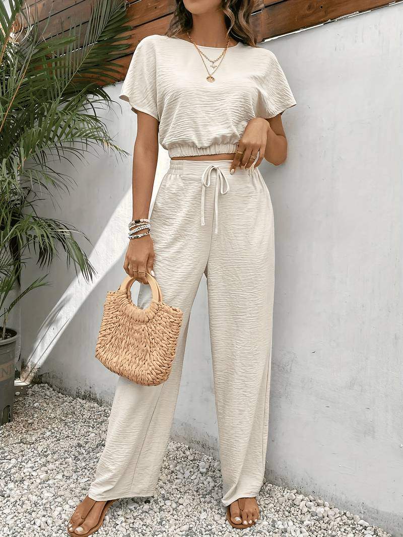 Miss | Co-ord Set Dames Crop Top & Wijde Broek - Viscose - Miss Madera MIS-61J285