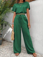 Miss | Co-ord Set Dames Crop Top & Wijde Broek - Viscose - Miss Madera MIS-43NPE6