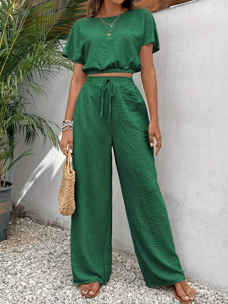 Miss | Co-ord Set Dames Crop Top & Wijde Broek - Viscose - Miss Madera MIS-43NPE6