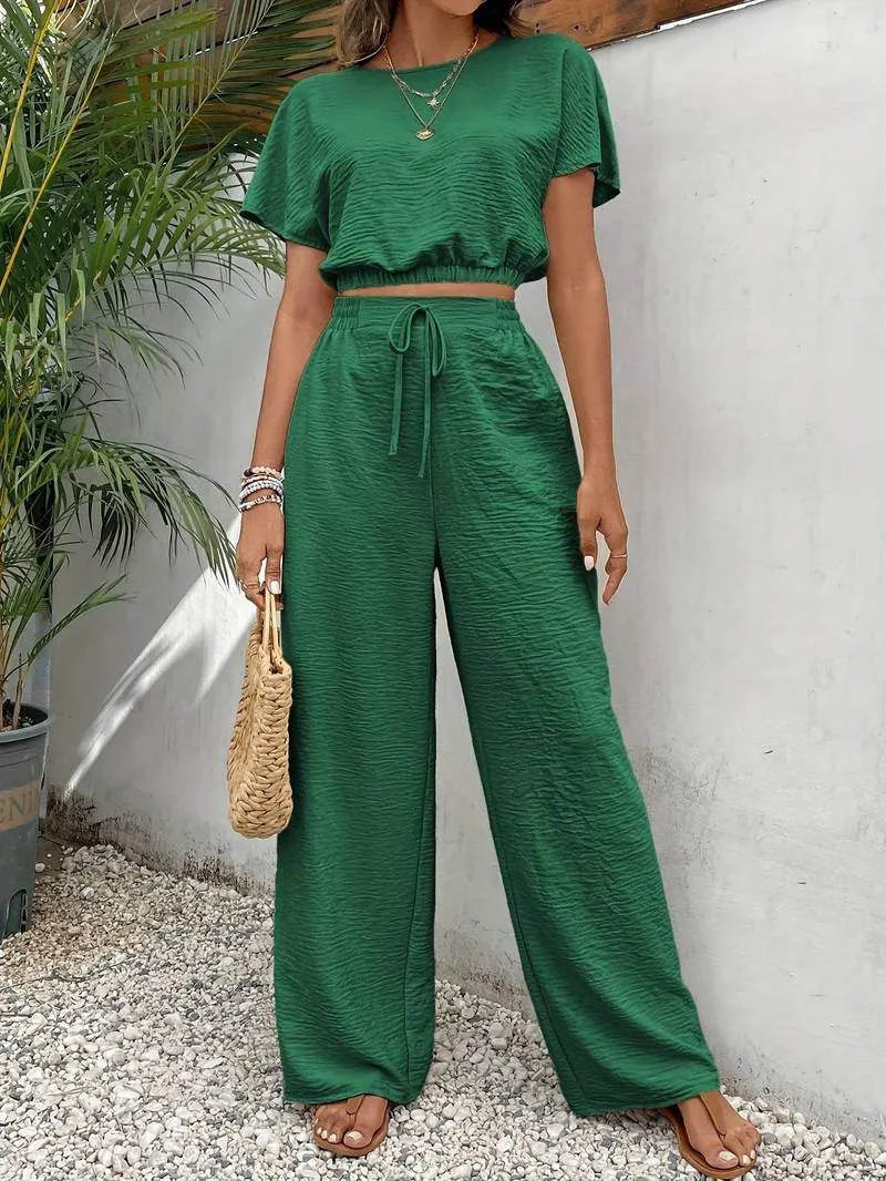 Miss | Co-ord Set Dames Crop Top & Wijde Broek - Viscose - Miss Madera MIS-43NPE6