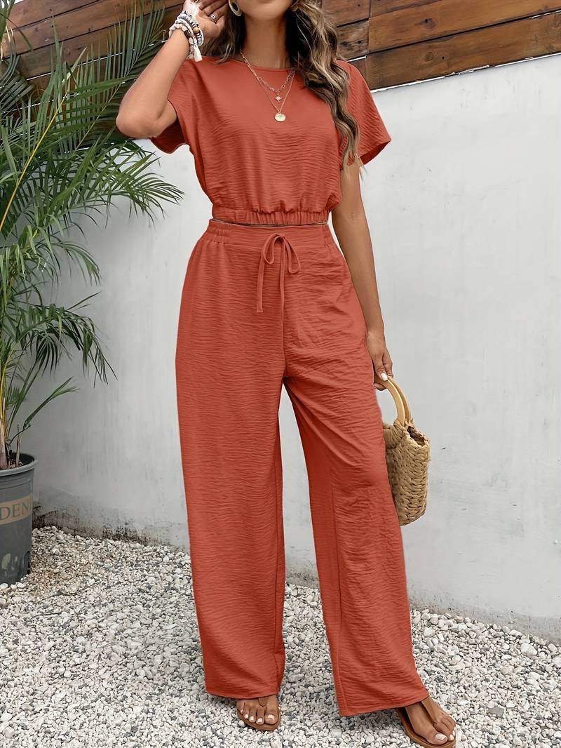 Miss | Co-ord Set Dames Crop Top & Wijde Broek - Viscose - Miss Madera MIS-2NZ0TG