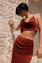 Miss | Co-ord set Dames Elegant Satijn Crop - Satijn - Miss Madera MIS-VVPL7N
