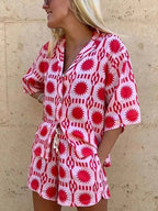 Miss | Co-ord set Dames Geometrische Print Driekwart Mouw Relaxed Fit - Miss Madera MIS-YNJMKG