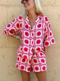 Miss | Co-ord set Dames Geometrische Print Driekwart Mouw Relaxed Fit - Miss Madera MIS-YNJMKG