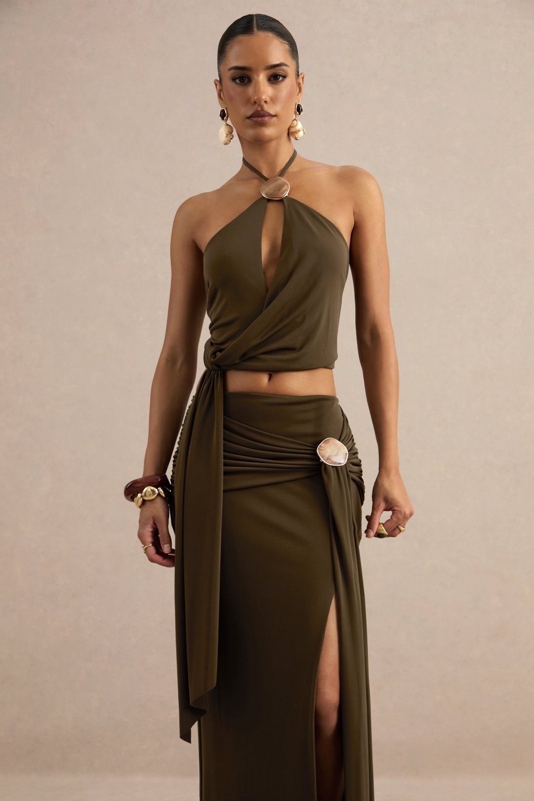 Miss | Co-ord set Dames Halter Avond Stijl - Stretch Jersey - Miss Madera MIS-XJSFN5