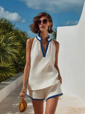 Miss | Co-ord set Dames Halterhals Mouwloos Shorts Contrastbies - Miss Madera MIS-D7DFZ9