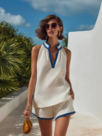 Miss | Co-ord set Dames Halterhals Mouwloos Shorts Contrastbies - Miss Madera MIS-D7DFZ9
