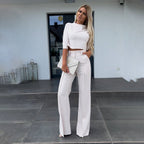 Miss | Co-ord Set Dames Herfst High Waist Wide Leg - Polyester - Miss Madera MIS-13EBTI