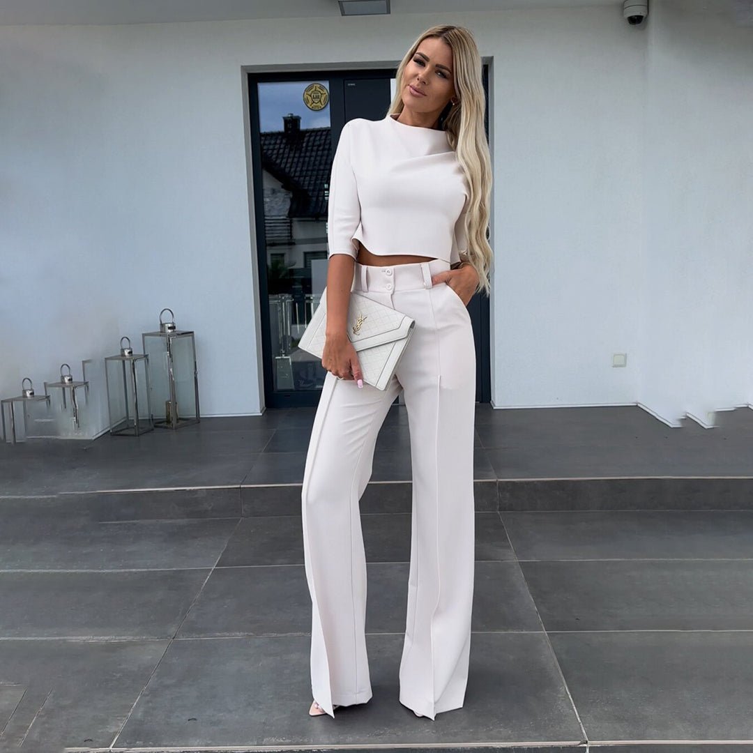 Miss | Co-ord Set Dames Herfst High Waist Wide Leg - Polyester - Miss Madera MIS-13EBTI