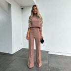 Miss | Co-ord Set Dames Herfst High Waist Wide Leg - Polyester - Miss Madera MIS-TO0SOD