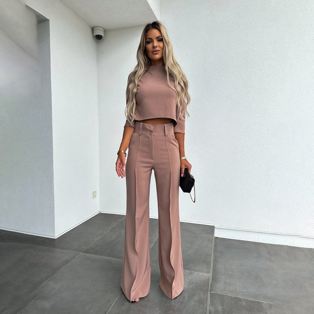 Miss | Co-ord Set Dames Herfst High Waist Wide Leg - Polyester - Miss Madera MIS-TO0SOD