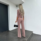 Miss | Co-ord Set Dames Herfst High Waist Wide Leg - Polyester - Miss Madera MIS-TO0SOD