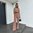 Miss | Co-ord Set Dames Herfst High Waist Wide Leg - Polyester - Miss Madera MIS-TO0SOD