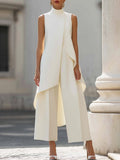 Miss | Co-ord set Dames Hoge Kraag Mouwloos Wijde Pijpen Asymmetrisch - Miss Madera MIS-TOXJG5