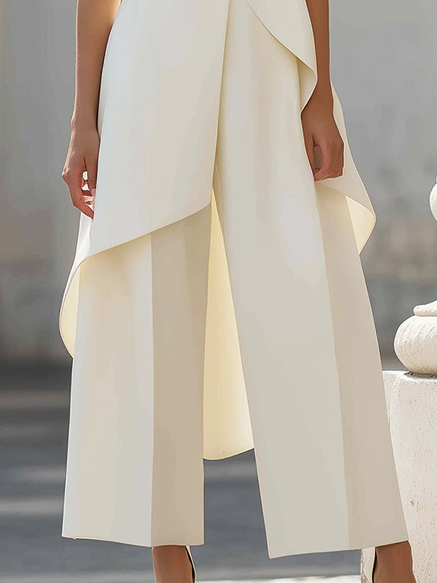 Miss | Co-ord set Dames Hoge Kraag Mouwloos Wijde Pijpen Asymmetrisch - Miss Madera MIS-TOXJG5