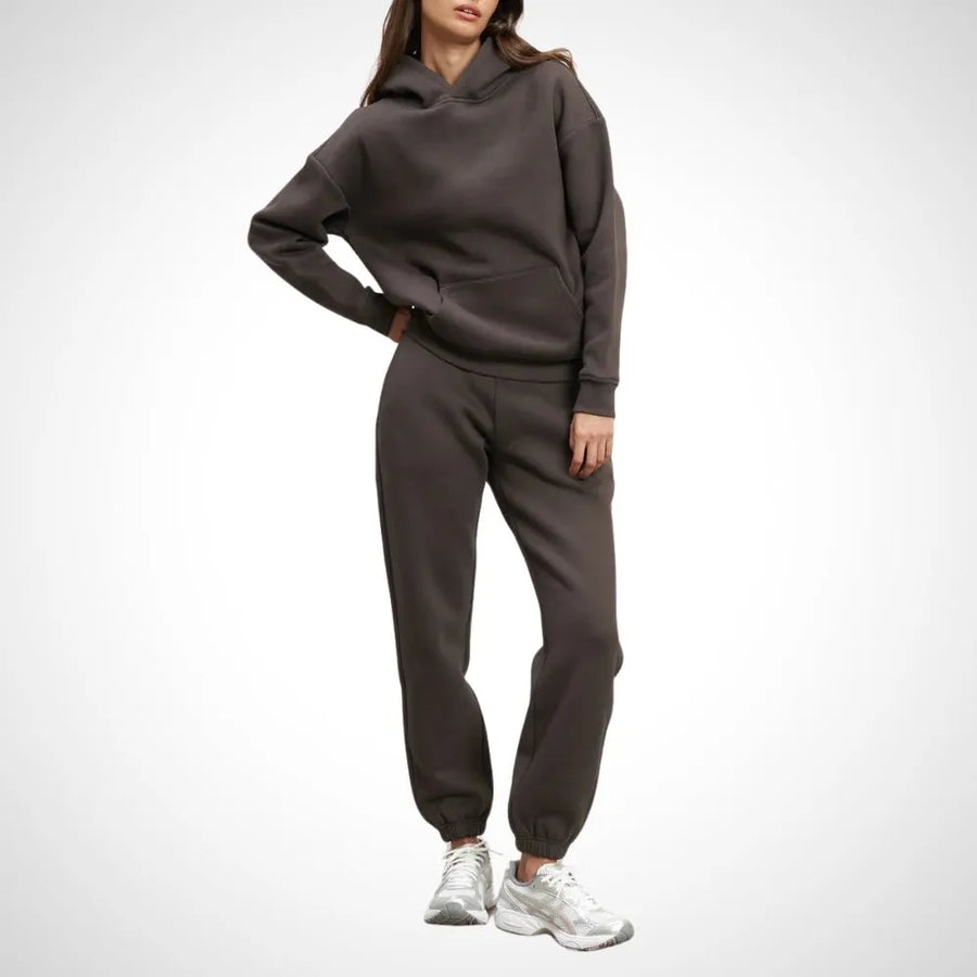 Dwuczęściowy komplet damski: bluza z kapturem i joggery – zestaw bawełniany