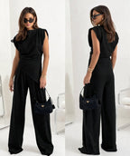 Miss | Co-ord Set Dames Lente Zomer Mouwloos Wijdbeens - Polyesterblend met lichte stretch - Miss Madera MIS-7L112N