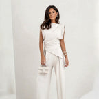 Miss | Co-ord Set Dames Lente Zomer Mouwloos Wijdbeens - Polyesterblend met lichte stretch - Miss Madera MIS-UEXJDH