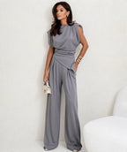 Miss | Co-ord Set Dames Lente Zomer Mouwloos Wijdbeens - Polyesterblend met lichte stretch - Miss Madera MIS-L9BFDS