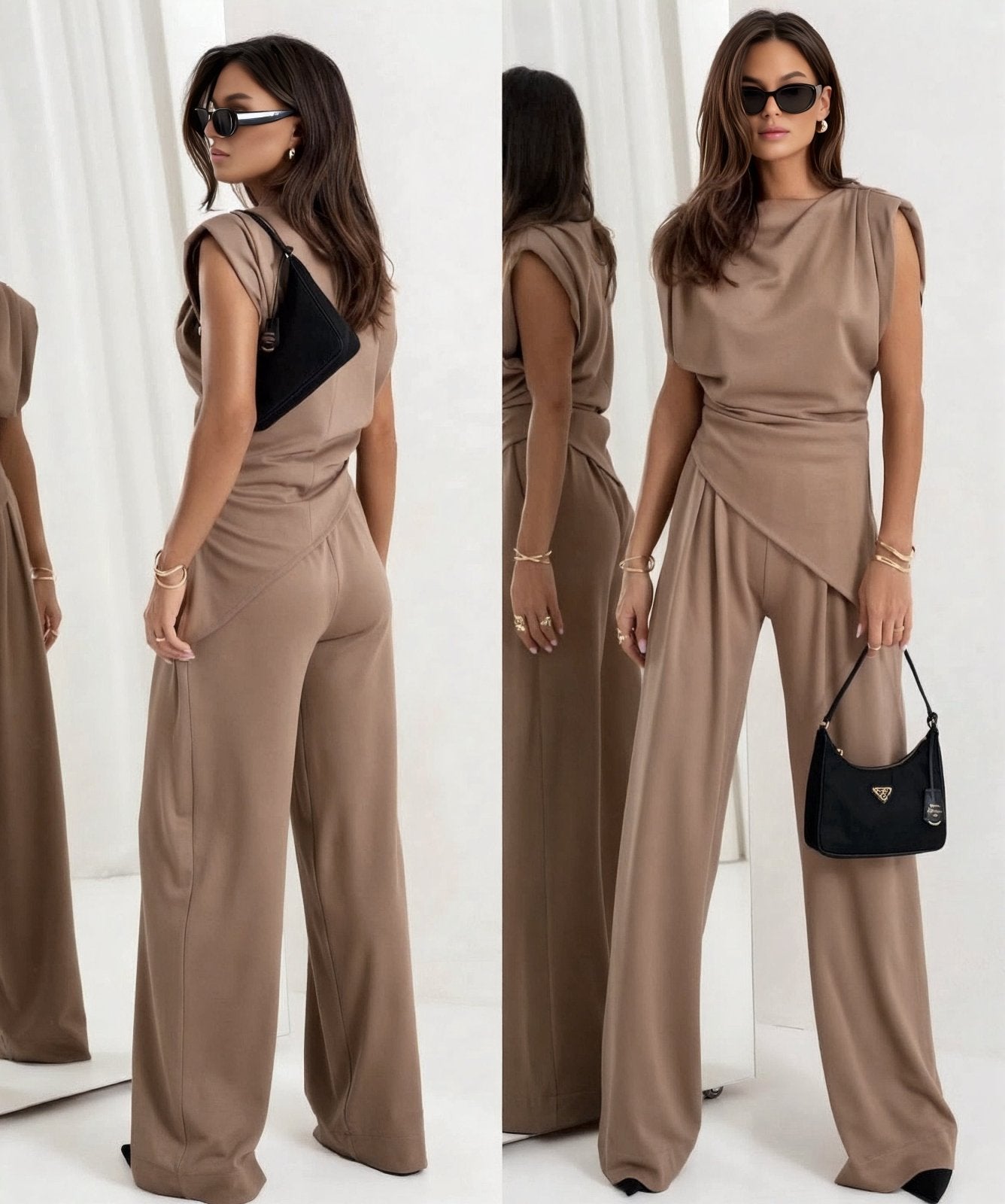 Miss | Co-ord Set Dames Lente Zomer Mouwloos Wijdbeens - Polyesterblend met lichte stretch - Miss Madera MIS-0E6KPH