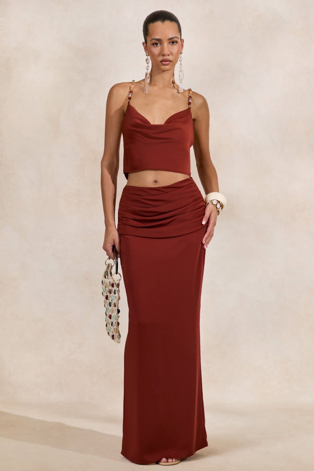 Miss | Co-ord set Dames Maxi Satijn Elegant - Satijn - Miss Madera MIS-KW4E2B