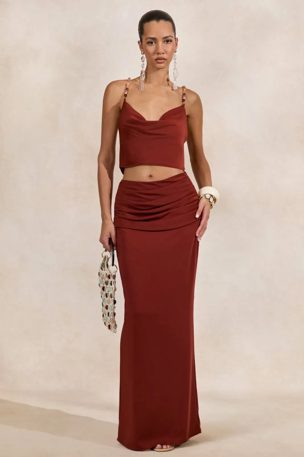 Miss | Co-ord set Dames Maxi Satijn Elegant - Satijn - Miss Madera MIS-KW4E2B