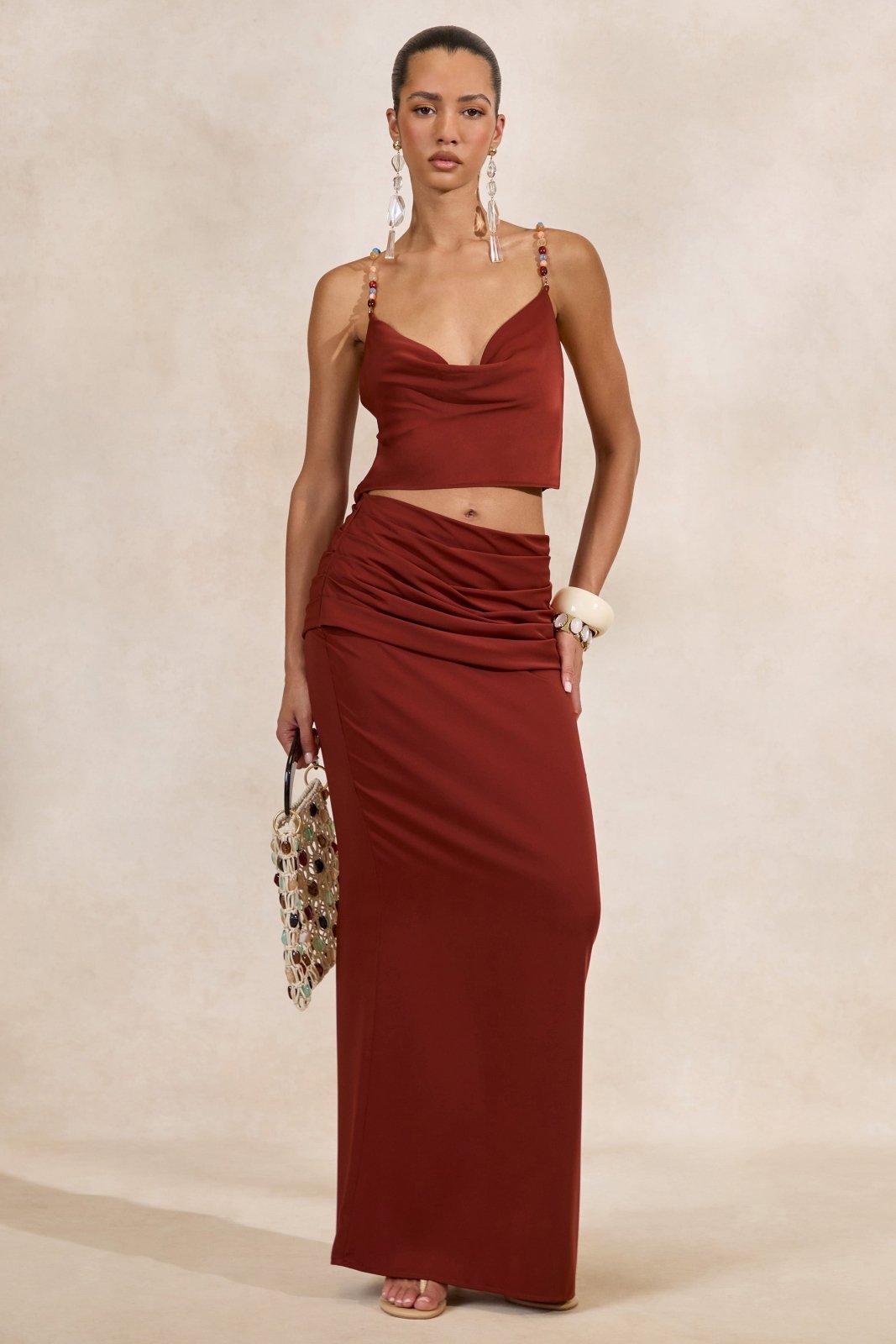 Miss | Co-ord set Dames Maxi Satijn Elegant - Satijn - Miss Madera MIS-KW4E2B