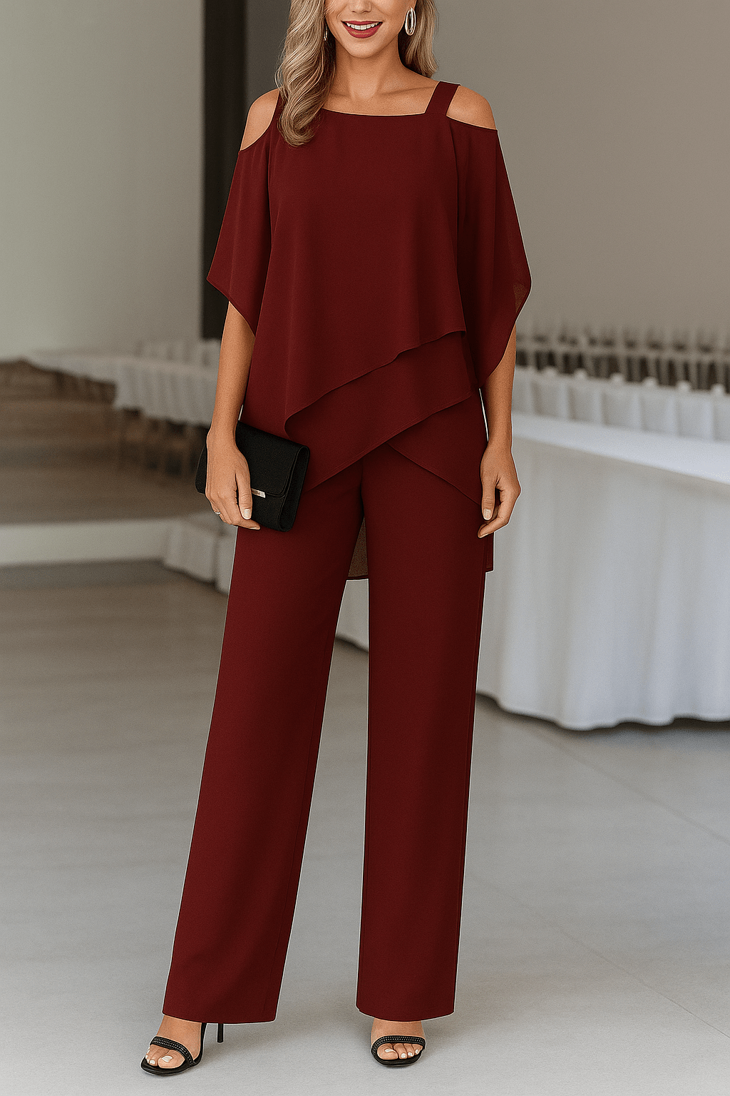 Miss | Co-ord set Dames Off Shoulder Wijde Broek - Viscose - Miss Madera MIS-5ZLNH4