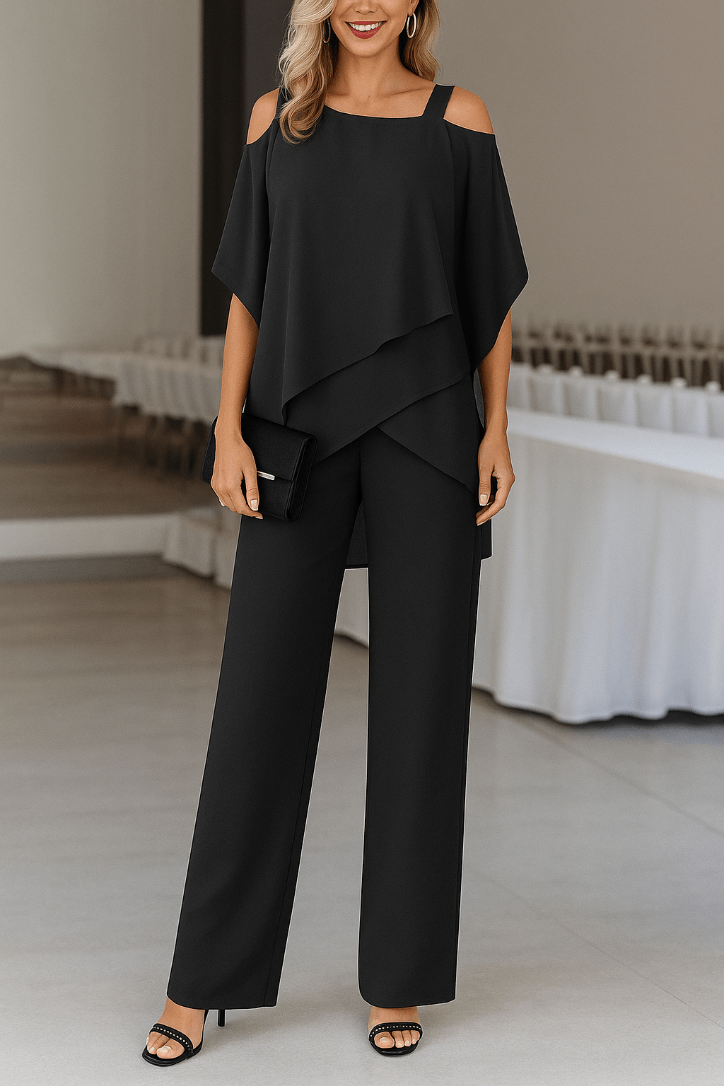 Miss | Co-ord set Dames Off Shoulder Wijde Broek - Viscose - Miss Madera MIS-GJTS6B
