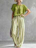 Miss | Co-ord set Dames Zomer Katoenblend - Top & Broek - Miss Madera MIS-2RR1VO
