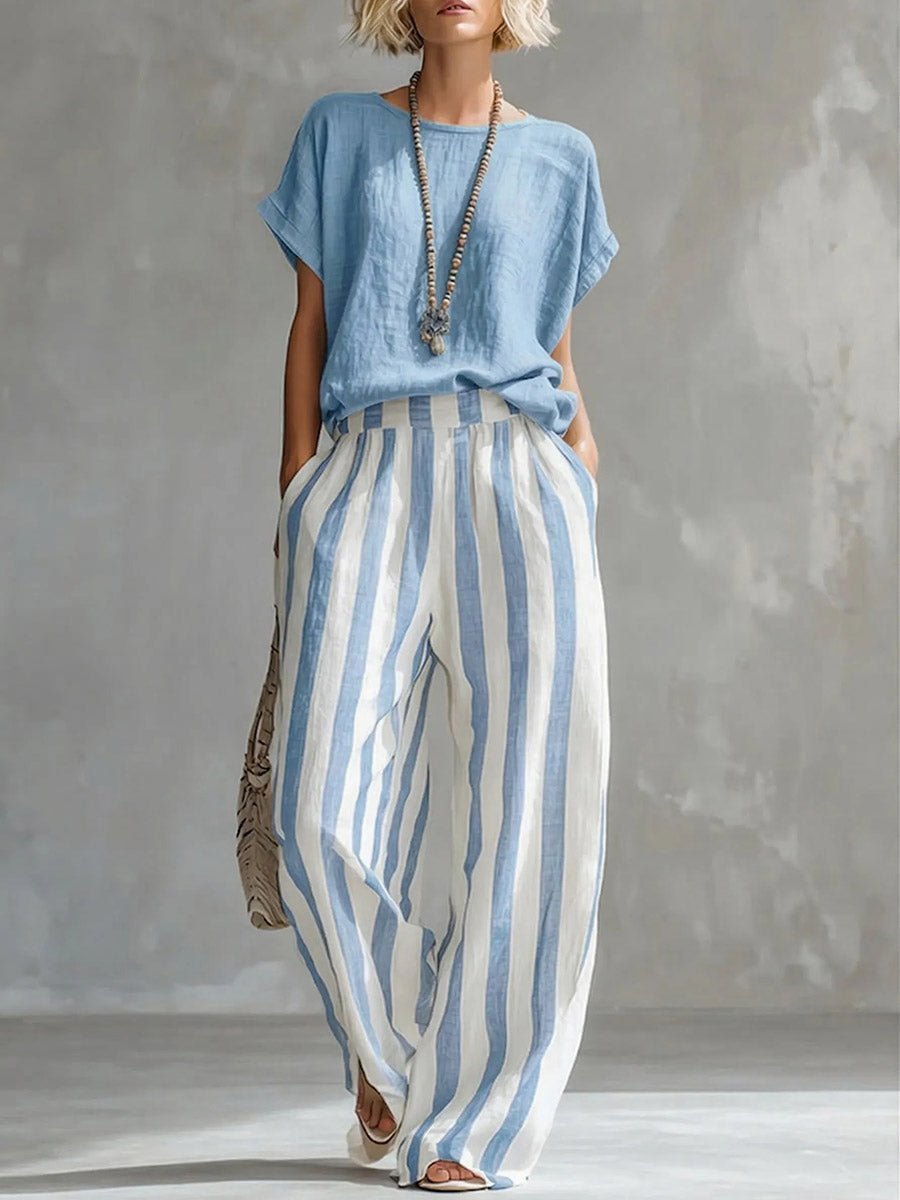 Miss | Co-ord set Dames Zomer Katoenblend - Top & Broek - Miss Madera MIS-VPRFLL