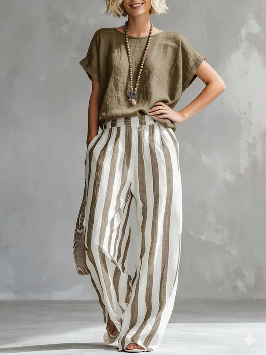 Miss | Co-ord set Dames Zomer Katoenblend - Top & Broek - Miss Madera MIS-DPNT6E
