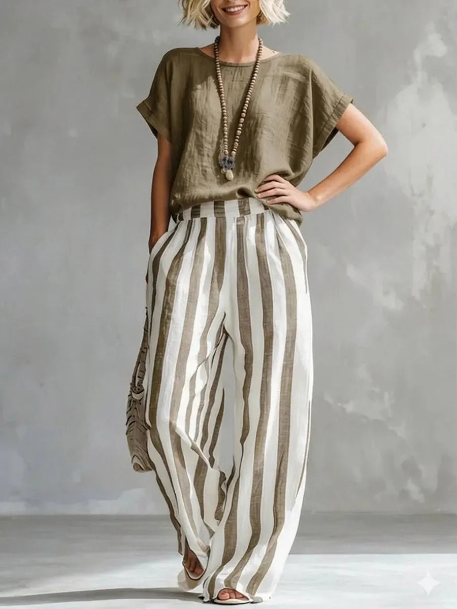 Miss | Co-ord set Dames Zomer Katoenblend - Top & Broek - Miss Madera MIS-DPNT6E
