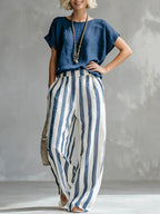 Miss | Co-ord set Dames Zomer Katoenblend - Top & Broek - Miss Madera MIS-RE8XOK