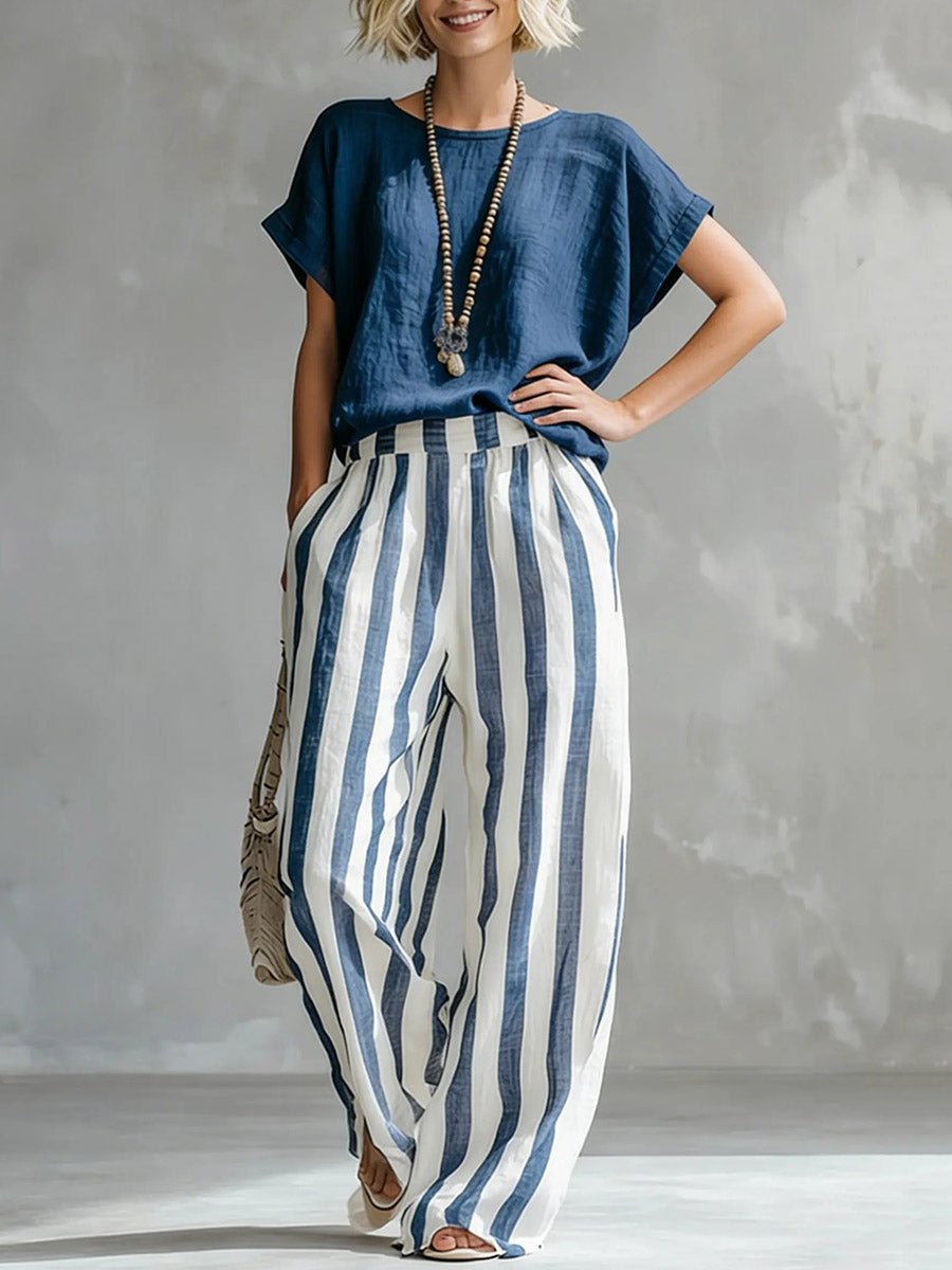 Miss | Co-ord set Dames Zomer Katoenblend - Top & Broek - Miss Madera MIS-RE8XOK