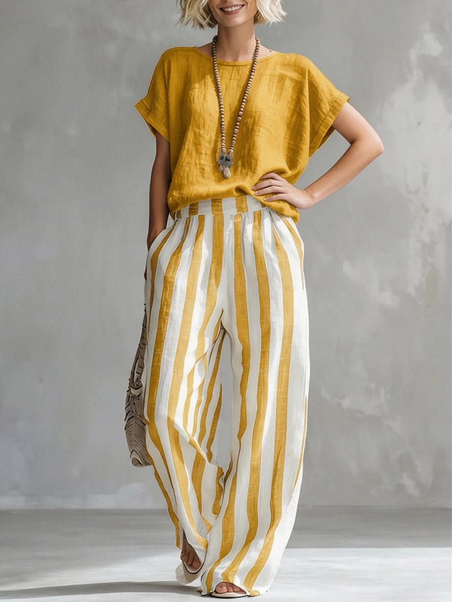 Miss | Co-ord set Dames Zomer Katoenblend - Top & Broek - Miss Madera MIS-OV0S4J