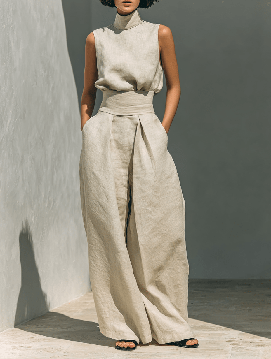 Miss | Co-ord set Dames Zomer Mouwen - Linnen - Miss Madera MIS-DA72FW