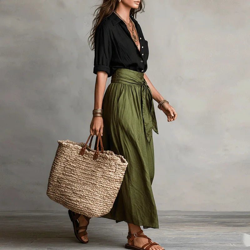 Miss | Co-ord set Dames Zomer Relaxed Midi - Linnen - Miss Madera MIS-VX2DO4